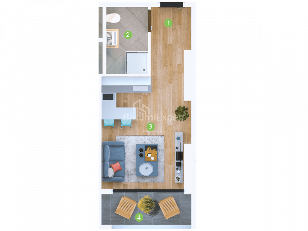 Apartment 30.2 m² - Sherif Khimshiashvili, Batumi, Georgia