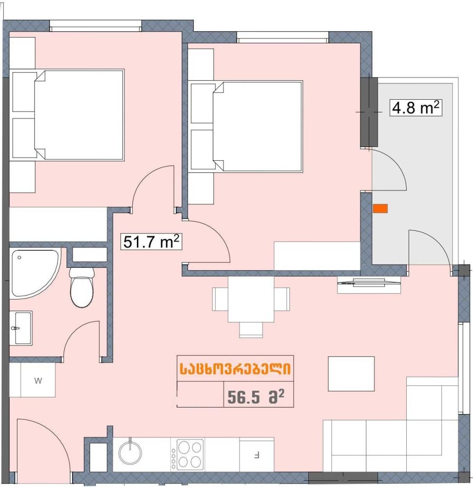Apartment 56.5 m² - zgvispiri-1, Batumi, Georgia