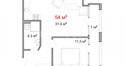 Apartment 54 m² - Luka Asatiani, Batumi, Georgia
