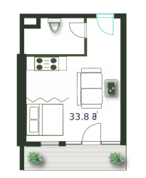 Apartment 1-room 33.8 m² - Sherif Khimshiashvili, Batumi
