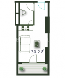 Apartment 1-room 30.2 m² - Sherif Khimshiashvili, Batumi
