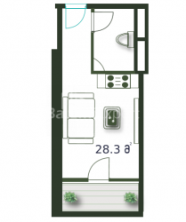 Apartment 1-room 28.3 m² - Sherif Khimshiashvili, Batumi