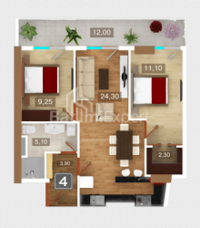 Apartment 3-room 73.2 m² - 26 may, Batumi