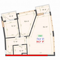 Object under construction 2-room 55.8 m² - Lech and Maria Kaczynski, Batumi