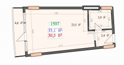 Object under construction 1-room 35.1 m² - Lech and Maria Kaczynski, Batumi