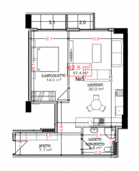 Object under construction 2-room 62.5 m² - Lech and Maria Kaczynski, Batumi